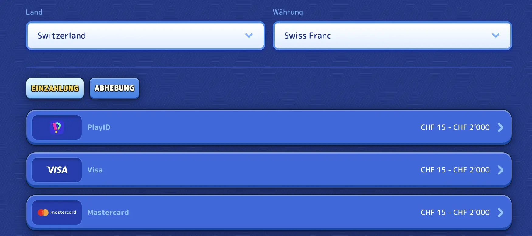 Einzahlungsmethoden Pistolo Casino